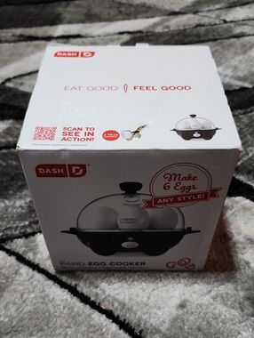 DASH RAPID EGG COOKER ANY STYLE BLACK ONE-TOUCH 6 EGG CAPACITY